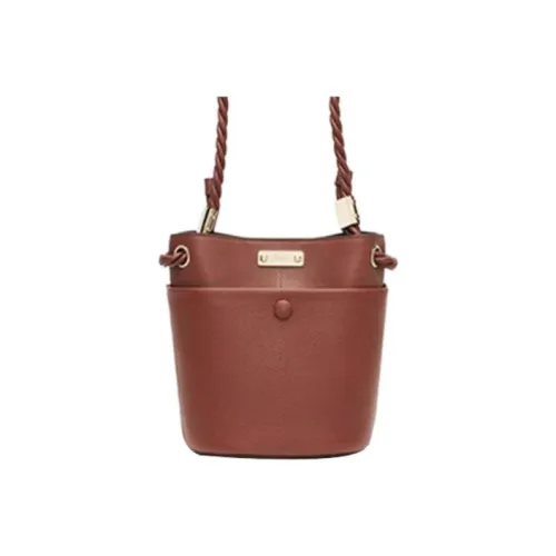 Chloe Ключ глянцевый с рельефом телячья кожа ведрообразная сумка сумка через плечо маленькая женская цвет темная умбра