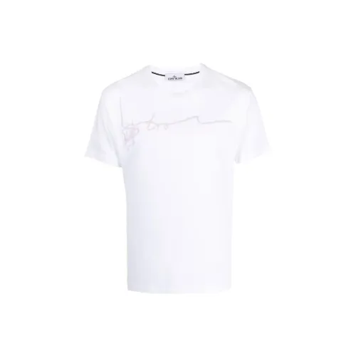 STONE ISLAND Белая Мужская T-Рубашка