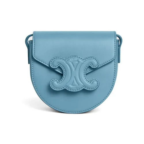 CELINE Besace Коровья кожа Седло Сумка Курьерская сумка Сумка через плечо Мини Женская Синяя