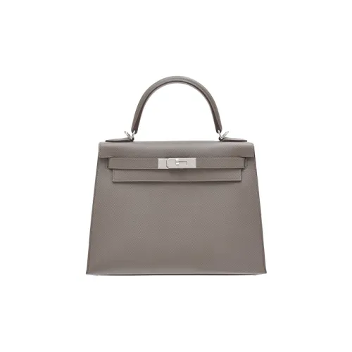 HERMES Kelly Эпсомская кожа Сумка Kelly Сумка Женская Gris Étain Олово-серый