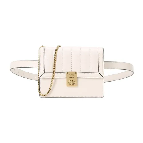 COACH Hutton Кожа Маленькая Квадратная Бананка Сумка через плечо Мини Женская Белая