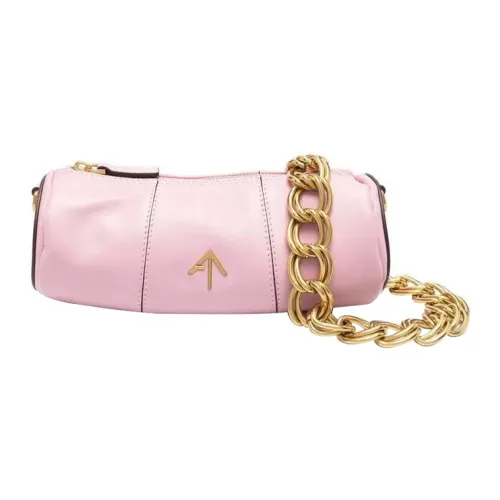 Manu Atelier Цилиндр Телячья кожа Сумка на плечо Женская Розовая