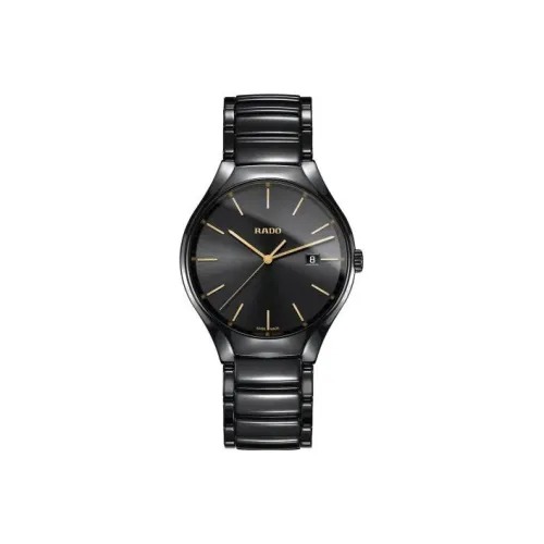 RADO Realme Collection Кварцевый механизм Мужские часы Часы 40 мм Черный циферблат Керамические корпуса Керамический ремешок