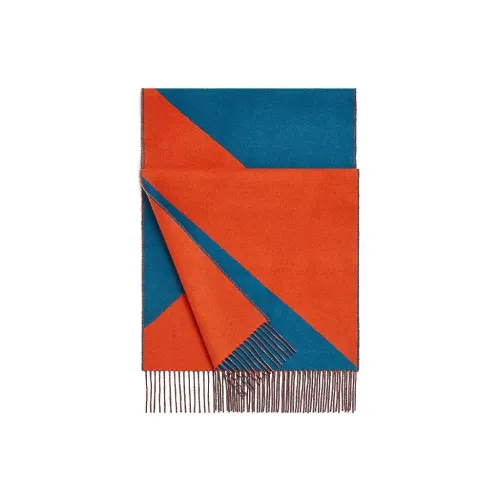 Hermes Casaque Кашемир Вязаные шарфы Синий/Вермильон Унисекс