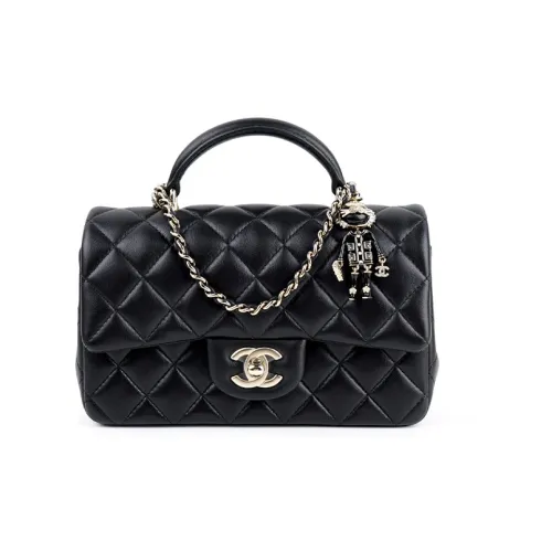 CHANEL Classic Flap CF22SS Весна и Лето Овечья кожа Сумка с клапаном Сумка через плечо Сумка мини Женская Черная