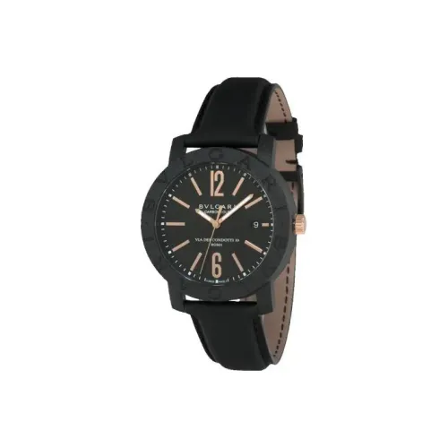 BVLGARI CARBON Collection Мужские часы Автоматический механический механизм Кожаный ремешок 40 мм Черный циферблат