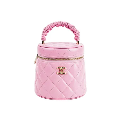 CHANEL 22SS Блестящий Lambskin Косметичка Сумка Большая Женская Розовая