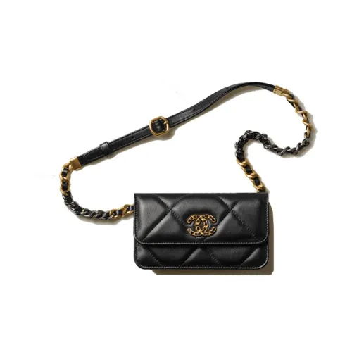 CHANEL 19Bag Sheepskin Бананка Сумка через плечо Чехол для телефона Сумка на плечо Женская Черная