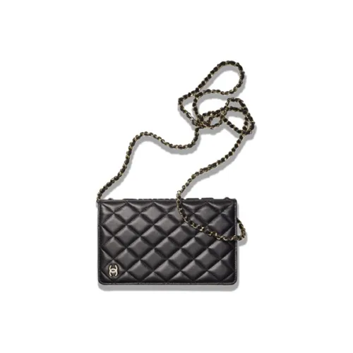 CHANEL Sheepskin Сумка через плечо Кошелек Женские Черный