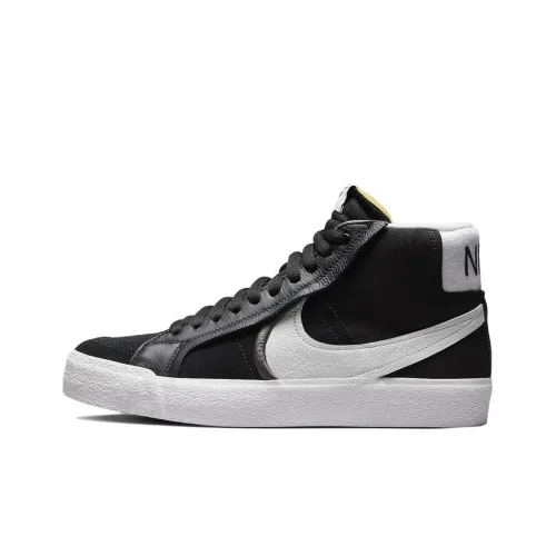 Nike Blazer Slip-resistant Abrasion-resistant Lightweight MID Skateboarding Shoes Men's Black White