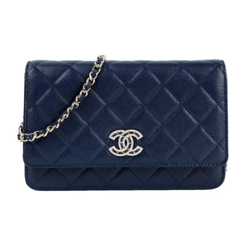 CHANEL WOC Икорная коровья кожа Сумка через плечо Женская Темно-синий