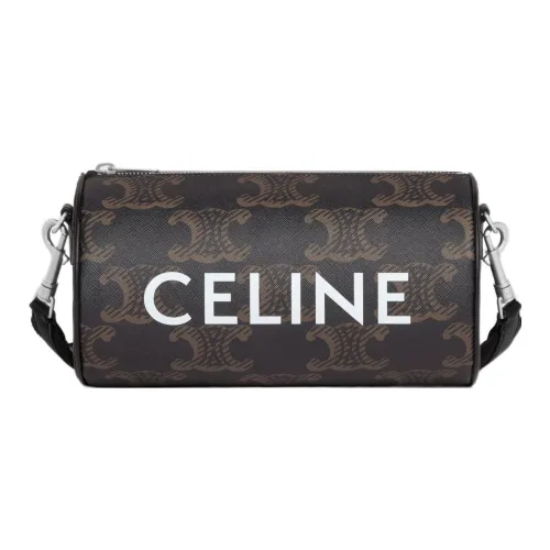 CELINE Коровья кожа Обметка Цилиндрическая сумка Сумка через плечо Сумка на плечо Мужская Черная