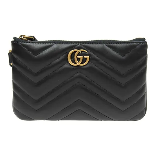 GUCCI GG Marmont Тисненая кожа Folder Мелочь Кошелек Клатч Стандартный Женский Черный