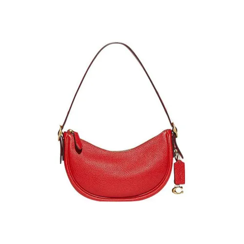 COACH Luna Pebble Кожа Сумка через плечо Женская Красная