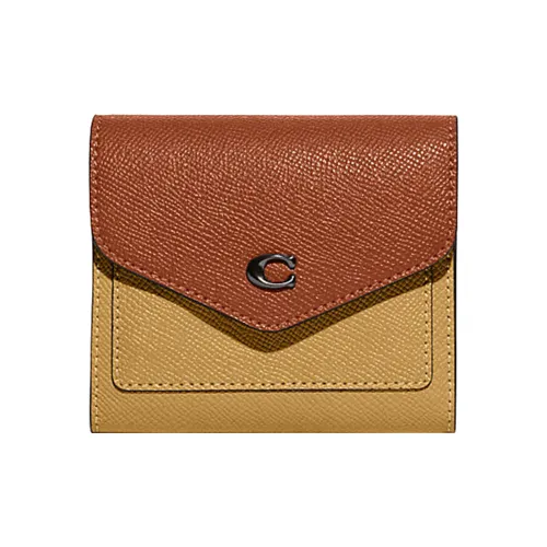 COACH Wyn Спилок коровьей кожи Документ HOLDER Держатель для карт кошелек и мелочь кошелек маленький женский кофейный и коричневый