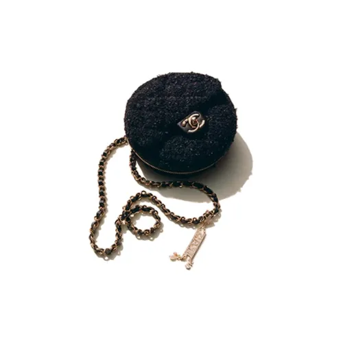 CHANEL COCO Твидовая цепь Круглая сумка Сумка Женская Черная