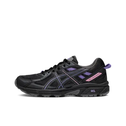 Asics Gel Venture 6 Low Top Trail Беговые кроссовки Женские Черный Фиолетовый