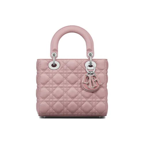 DIOR Lady Dior Grained Телячья кожа Сумка Lady Dior Сумка через плечо Сумка Маленькая Женская Винтажная Розовая
