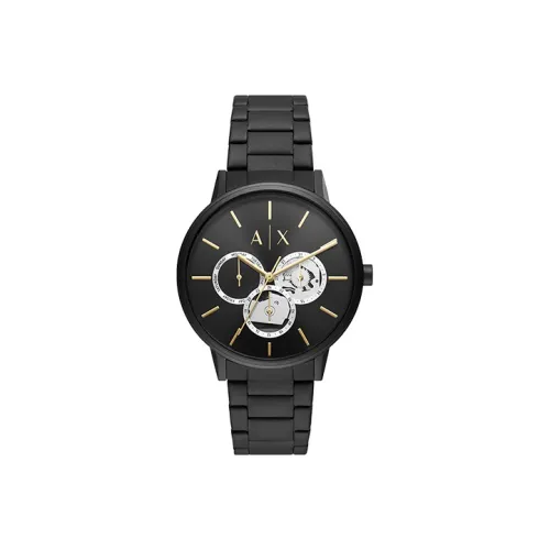 ARMANI EXCHANGEAE Мужские часы Кварцевый механизм Ремешок из нержавеющей стали 42 мм Черный циферблат