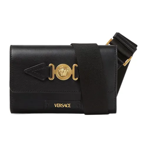 VERSACE Коровья кожа Одно плечо Через плечо Бананка Мужской Черный