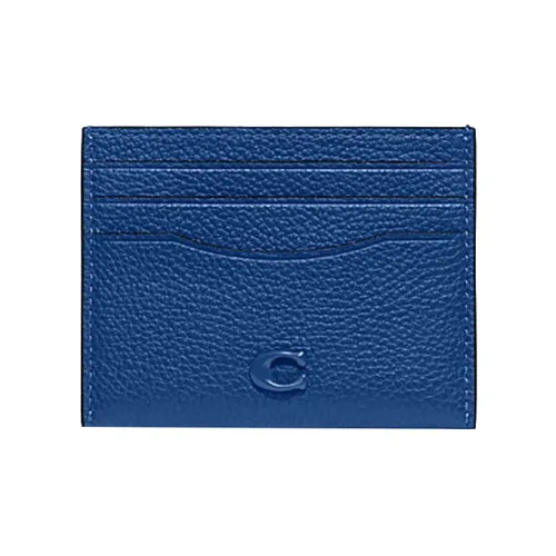 COACH Card Case Галечная кожа Мелочь Кошелек Держатель для карт Унисекс Синий