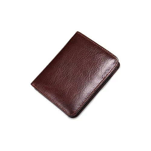 NOMK Натуральная кожа верх крупнозернистая текстура коровьей кожи кошелек стандартный мужской кофейный