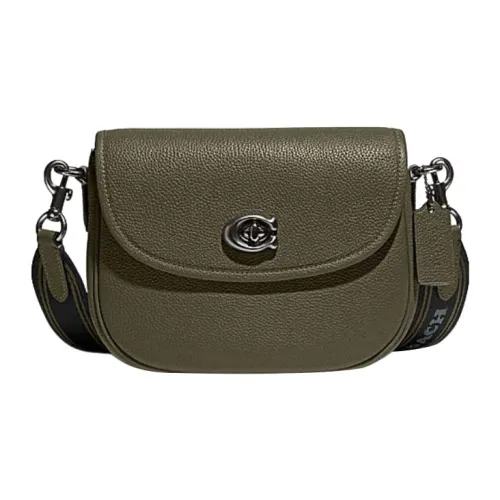 COACH Willow Коровья кожа Седло Сумка Сумка через плечо Сумка среднего размера Женская Оливково-зеленый
