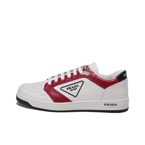 PRADA Downtown Low Топ Стильные Скейтбординги Мужской Белый Красный