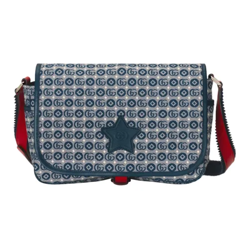 GUCCI Хлопок Жаккард Курьерская сумка Сумка через плечо Стандартная Детская Синяя