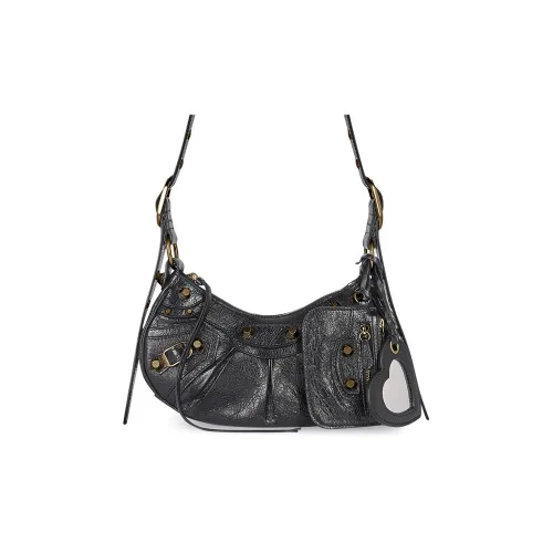 Balenciaga Le Cagole Fine Grained Sheepskin Сумка через плечо Мини Женская Черная