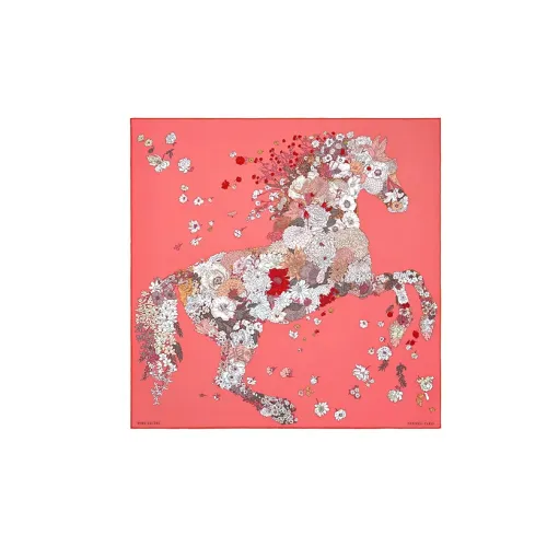 HERMES Шелковые шарфы Lipstick Розовый/Темно-розовый/Крем Женские