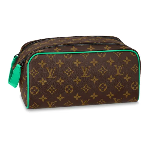 LOUIS VUITTON Dopp Kit Покрытие Холст Коровья Кожа Туалетная Сумка Обычная Мужская Коричневая