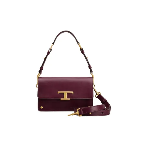 TOD'S Коровья кожа Портативная Сумка через плечо Сумка на плечо Мини Женский Бургунди