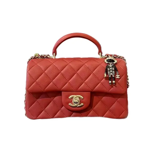 CHANEL Classic Flap CF Lambskin Сумка через плечо Сумка Mini Женская Красная