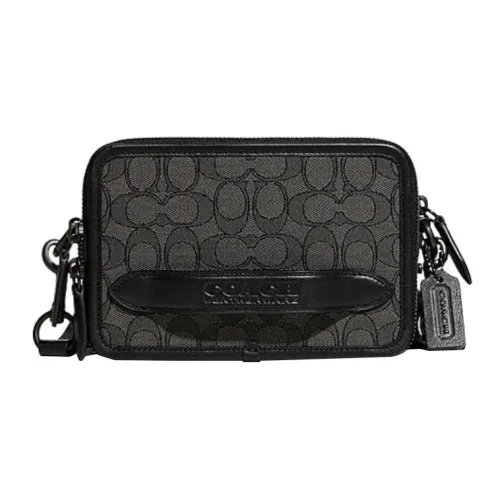 COACH Charter Ткань с коровьей кожей Сумка через плечо Мужская Черная