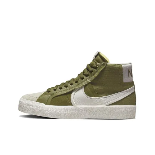 nike Blazer Оливково-зеленый Slip-resistant Abrasion-resistant Lightweight MID Скейтбординг Кроссовки Мужские Зеленый Белый