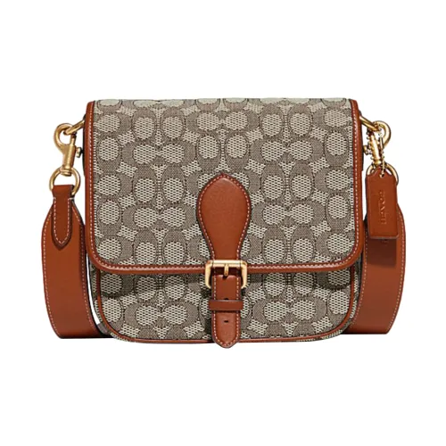 COACH Frankie Перчатка из дубленой кожи с тканевой сумкой через плечо маленькая женская монограмма коричневый