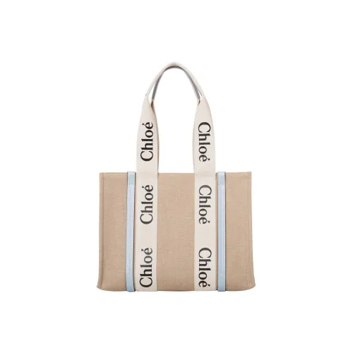 Chloe Woody Hemp Tote Bag Shopping Bag Shoulder Bag Handbag Women's White Beige Sky Blue