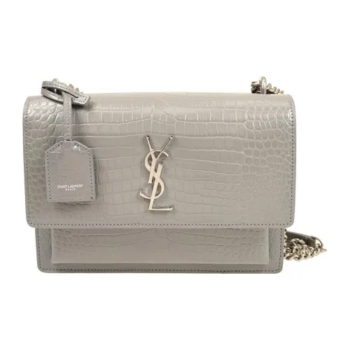 SAINT LAURENT Sunset Bright Leather Sunset Bag Shoulder Bag Medium Women's Gray SAINT LAURENT Sunset Яркий Кожа Sunset Сумка Сумка через плечо Средний Женский Серый