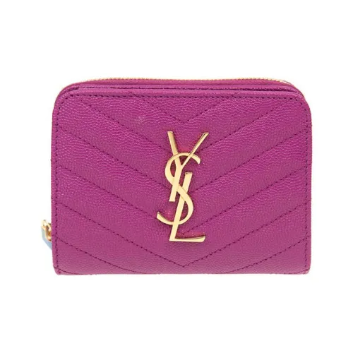 SAINT LAURENT Монограмма Тисненый Телячья кожа Кошелек Женские