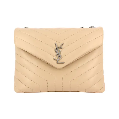 SAINT LAURENT LOULOU Quilted Кожа Портативный Сумка через плечо Сумка на плечо Средняя Женская Бежевая Желтая