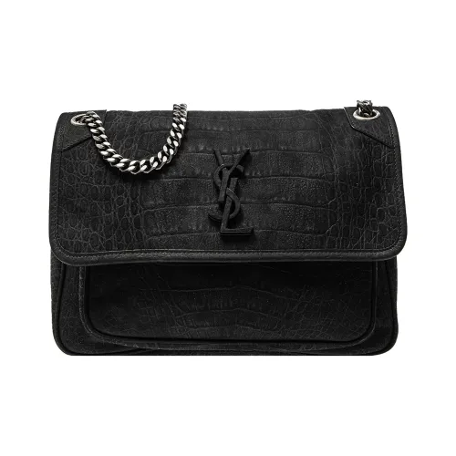 SAINT LAURENT Niki Телячья кожа Сумка-хобо Сумка через плечо Сумка на плечо Средний Женская Черная