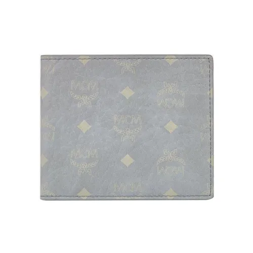 MCM Visetos Кожа Кошелек Маленький Женский Серый