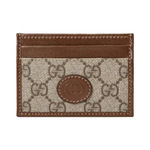 GUCCI Canvas Кожаная отделка Холщовая сумка Держатель для визиток Мужской Эбеновый