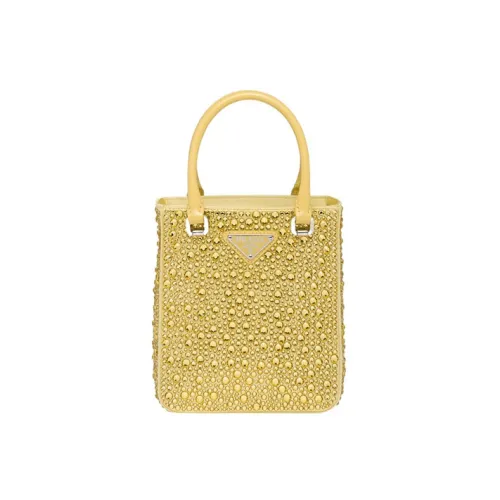 PRADA Сатин Ткань Тоут Сумка Сумка для покупок Сумка через плечо Сумка Маленькая Женская Ананас Желтая