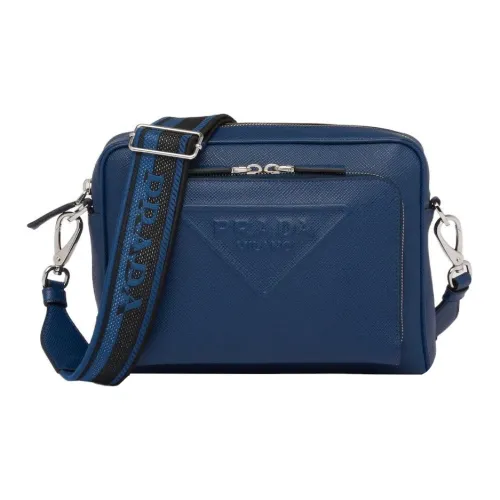 PRADA Saffiano Кожа Курьерская Сумка Сумка через плечо Мужская Темно-фиолетовая Синяя
