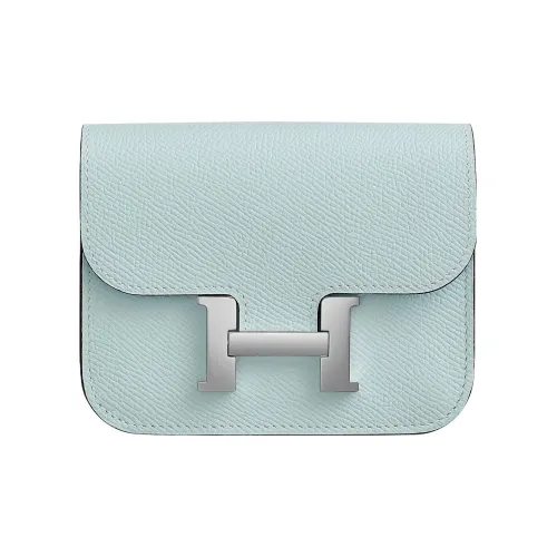 HERMES Constance Slim Epsom Телячья кожа Клатч Бананка Кошелек Женские T0 BLEU Brume Туманно-голубой