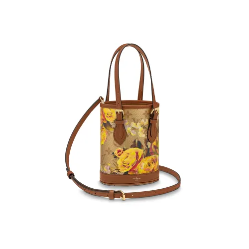 LOUIS VUITTON Холст и кожа Ведрообразная сумка сумка через плечо сумка на плечо обычная женская коричневая и многоцветная