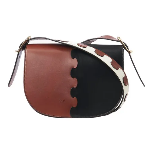 Chloe Chloé сумки Телячья кожа Седло Сумка Сумка через плечо Сумка на плечо Женская Коричневый и Черный