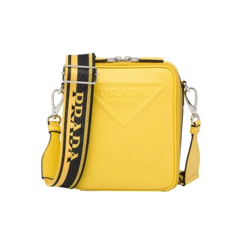 PRADA Saffiano кожа через плечо сумка чехол для телефона мужской солнечно-желтый